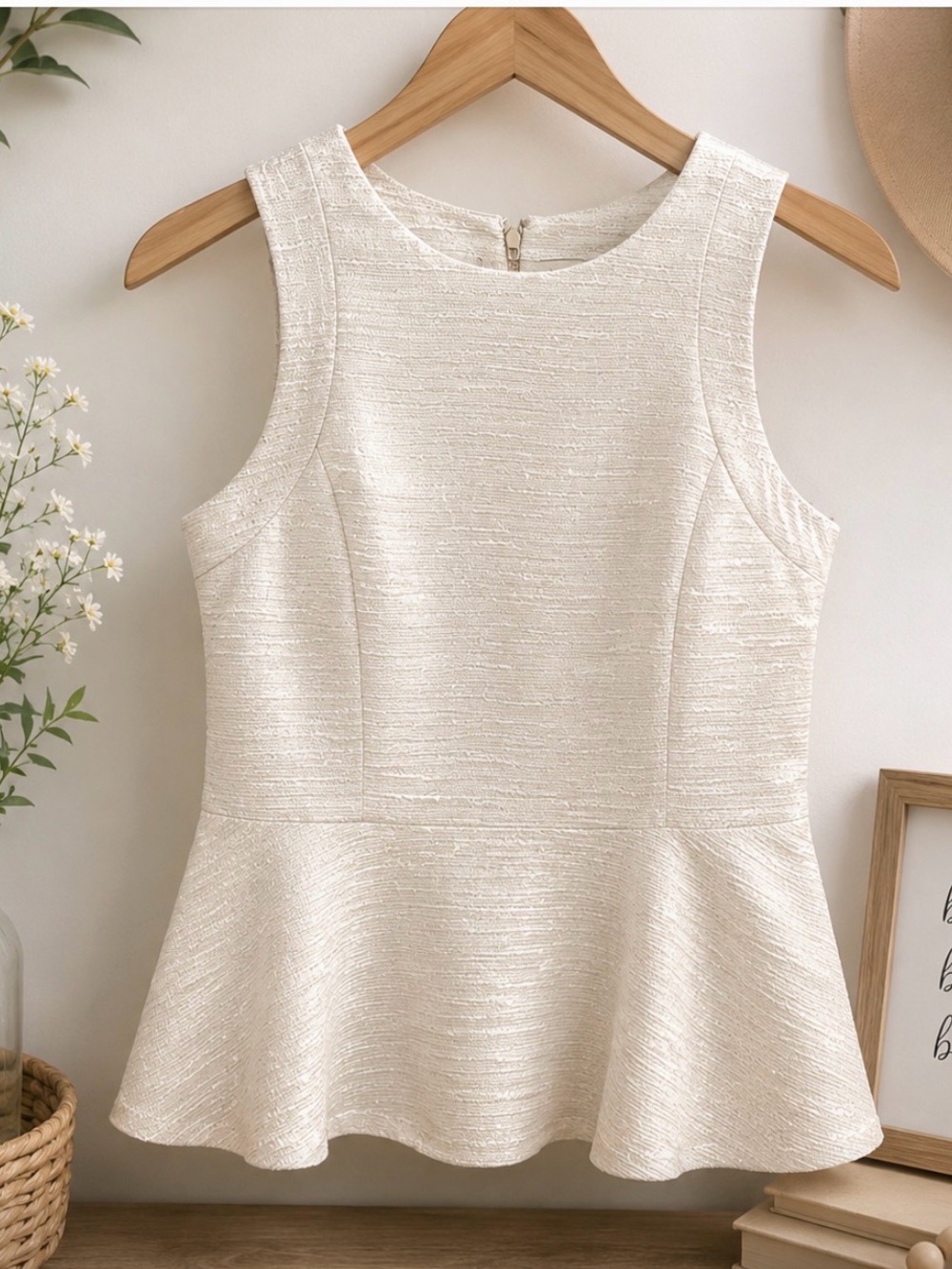 🆕 NWT Banana Republic Sparkle Tweed Peplum SleevelessTop Size 12
